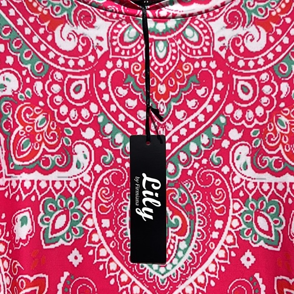 NWT Lily by Firmiana Long Tunic Top, Shark Bite Hem, Paisley, Long - Picture 5 of 14